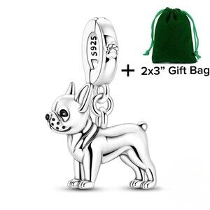 French Bulldog Dog Lover Dangle Charm | 925 Silver | Brand New